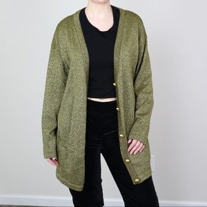 90s Sadimara Olive Green/ Gold Metallic Cardigan